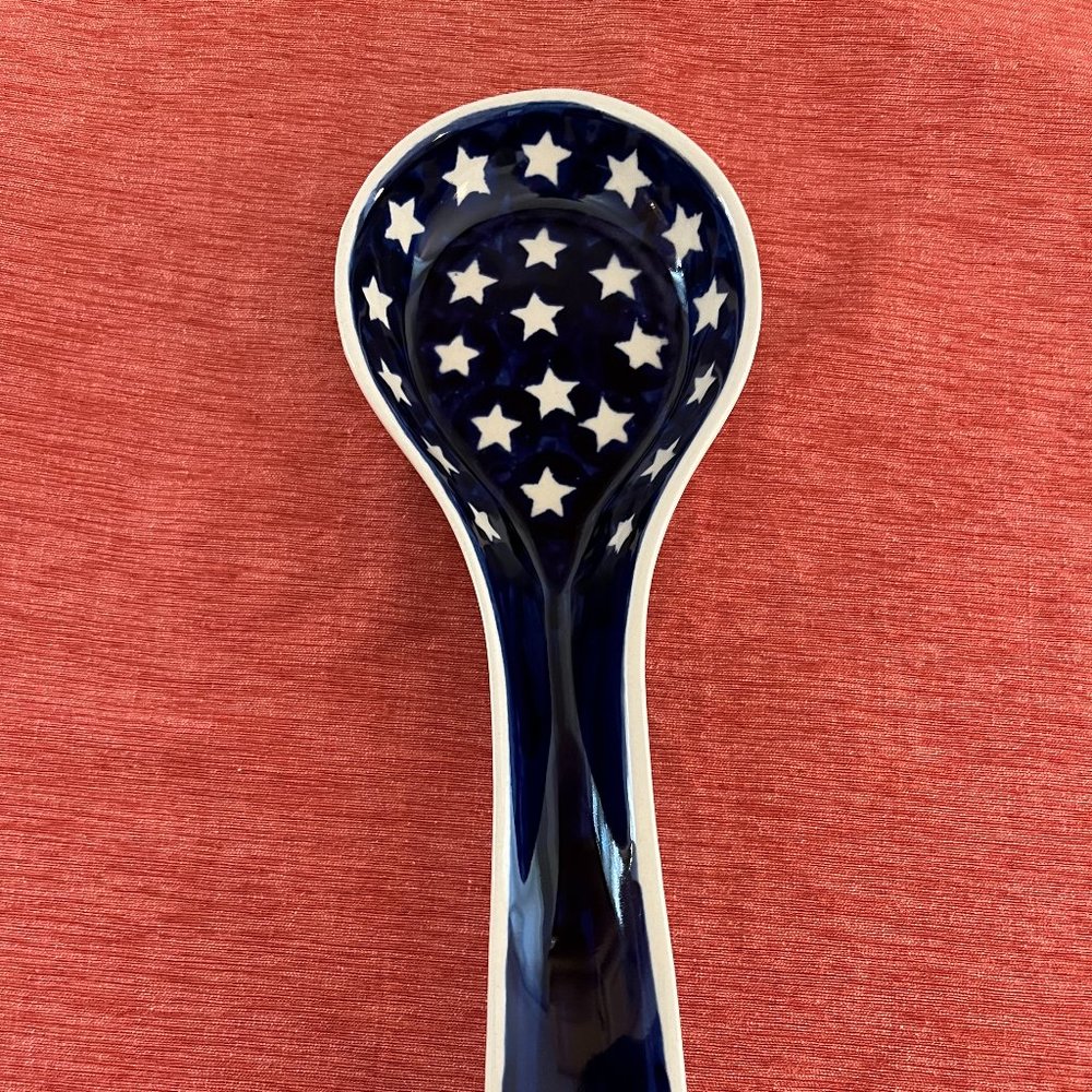 Polish Pottery Boleslawiec Spoon rest stars Americana